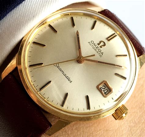 omega 14 karat gold watch|omega seamaster 18k gold watch.